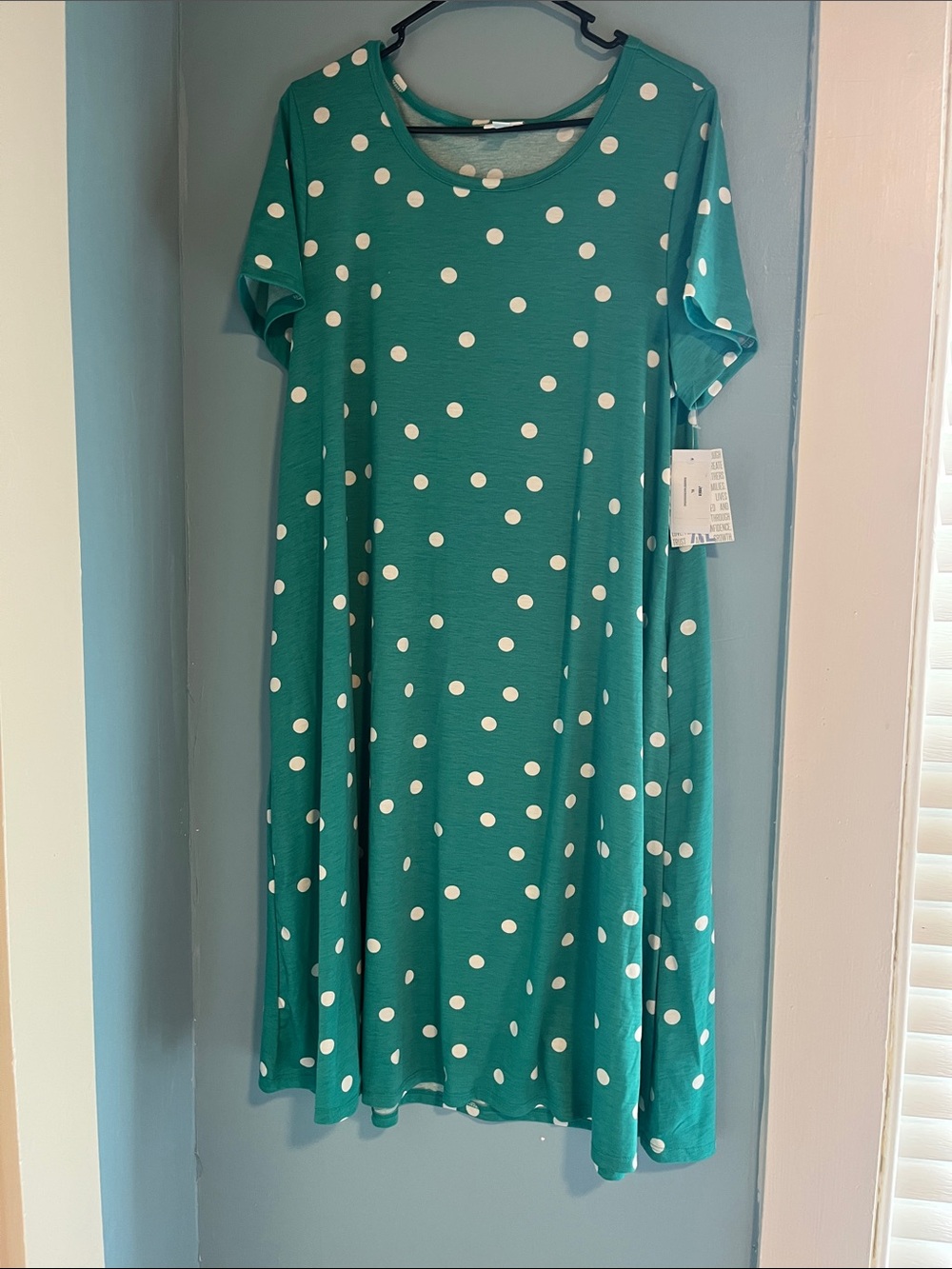 LuLaRoe Teal Dress with White Polka Dots